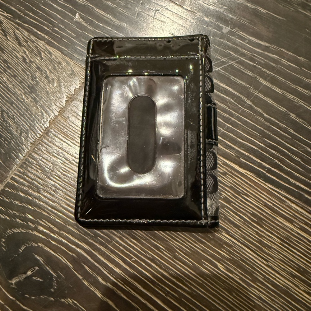Coach Black Card Case with Glossy Accent - Picture 3 of 8
